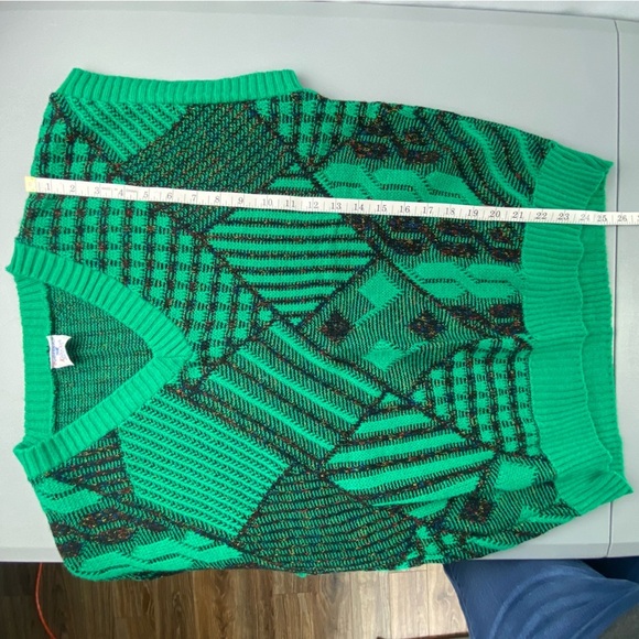 Vintage Centennial Knits Ltd. Women's Sweater Vest Short Sleeve Green Black - Picture 8 of 9
